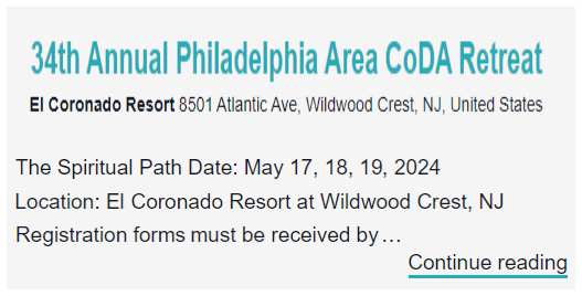 34th Annual Philadelphia Area CoDA Retreat